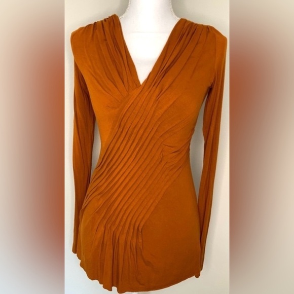 Bailey 44 Women V-Neck Boho Office Top Lined Stretch Pumpkin Orange Size XS - Picture 1 of 8